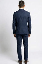 Terno Masculino Poliviscose Azul Noite Xadrez