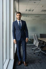 Terno Masculino Poliviscose Azul Noite Xadrez