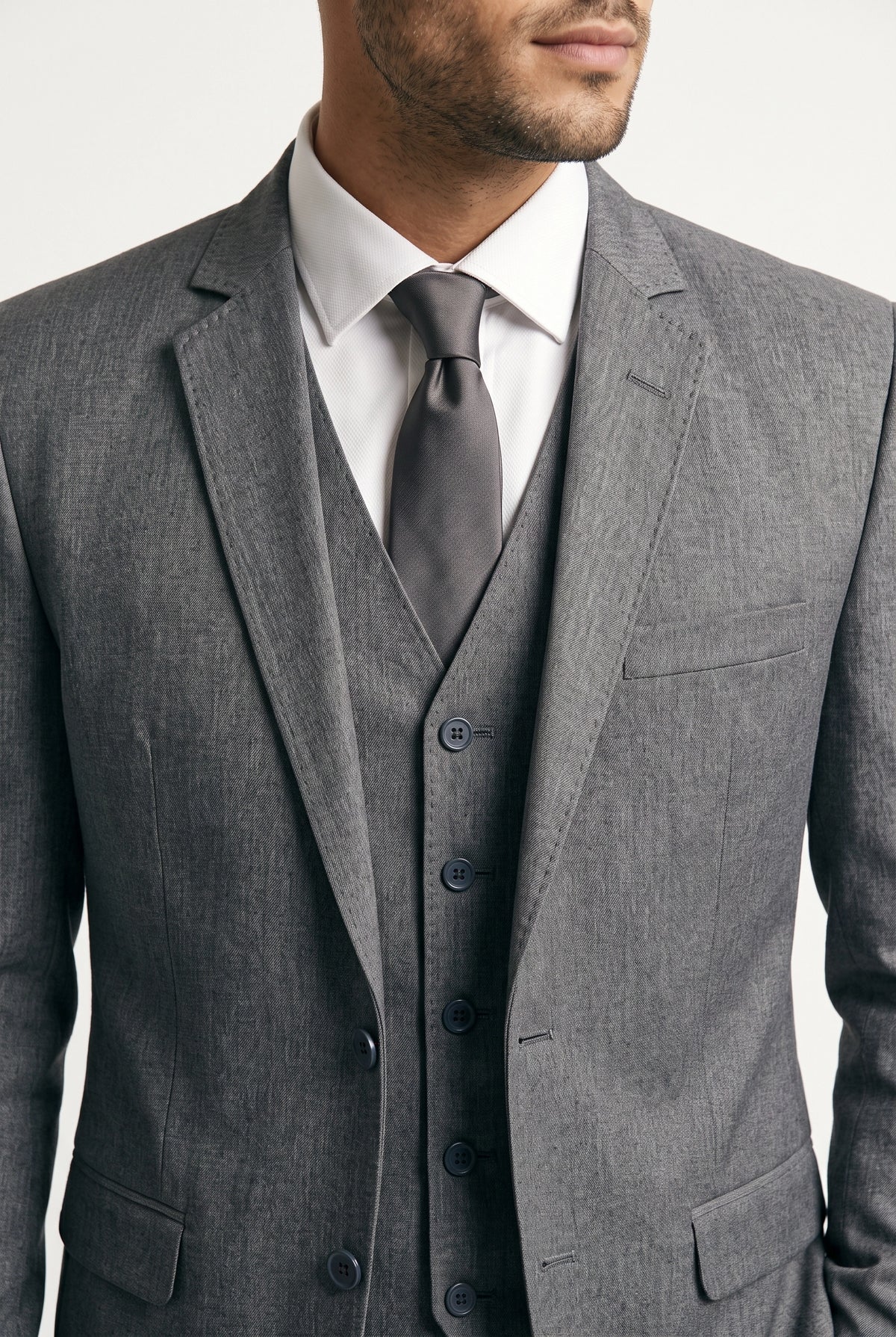 Terno Masculino Poliviscose Semi Slim Velluno Cinza