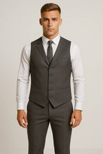 Terno Masculino em Poliéster Premium - 3 Peças Cinza Escuro