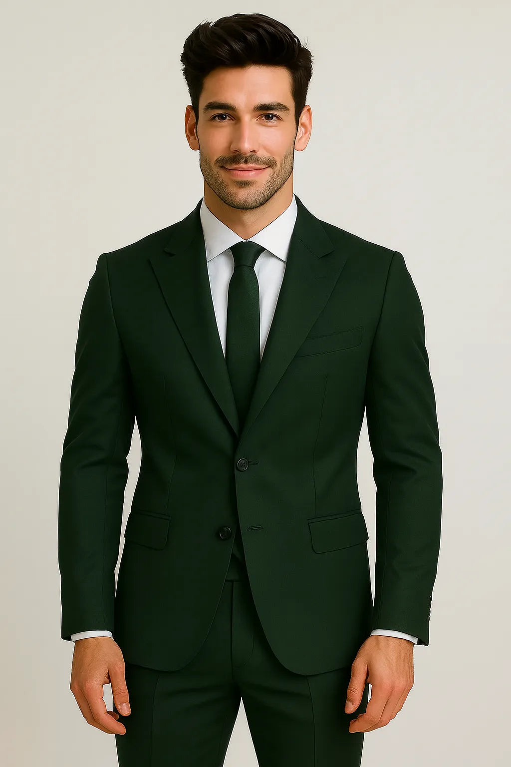Terno Slim Masculino Verde Escuro em Poliviscose