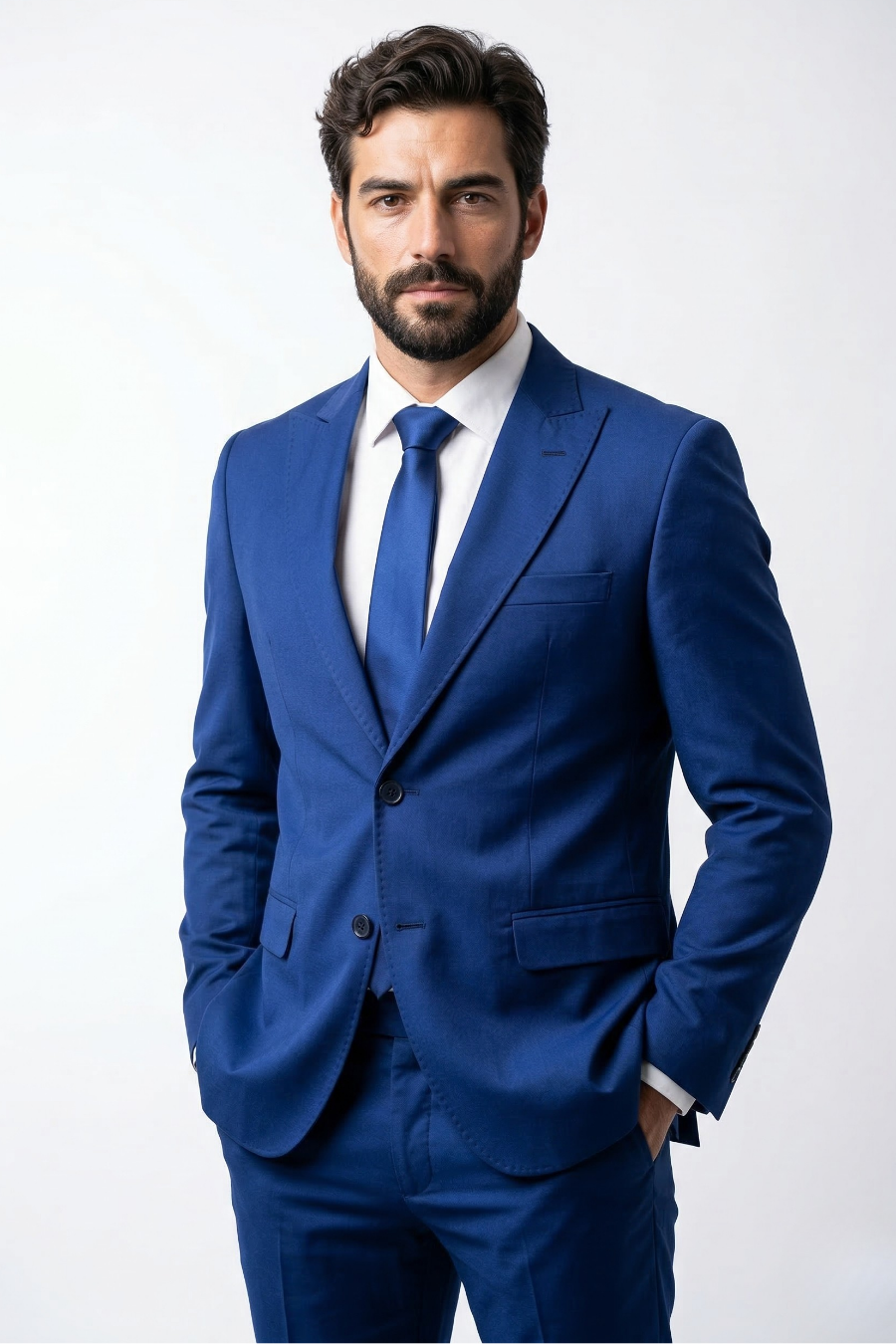 Terno Masculino Poliviscose Semi Slim Azul Bic