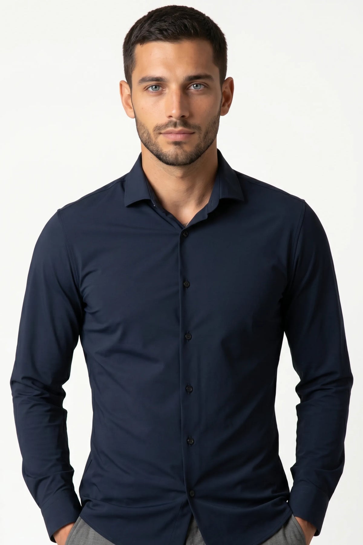 Camisa Social Masculina Tech em Poliamida Stretch