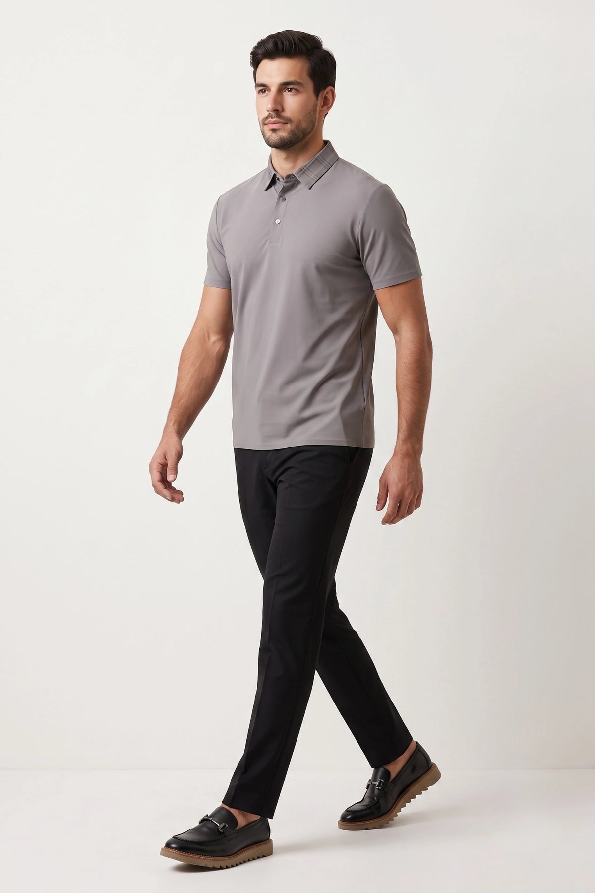 Camisa Polo Masculina Tech Slim Gola Xadrez com Elastano