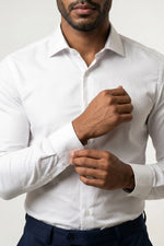 Camisa Social Masculina Algodão Fio 80 Texturizada