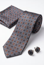Kit Gravata Semi Slim Geométrica 1800 Fios
