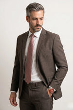 Terno Masculino Melange Semi Slim Marrom Café