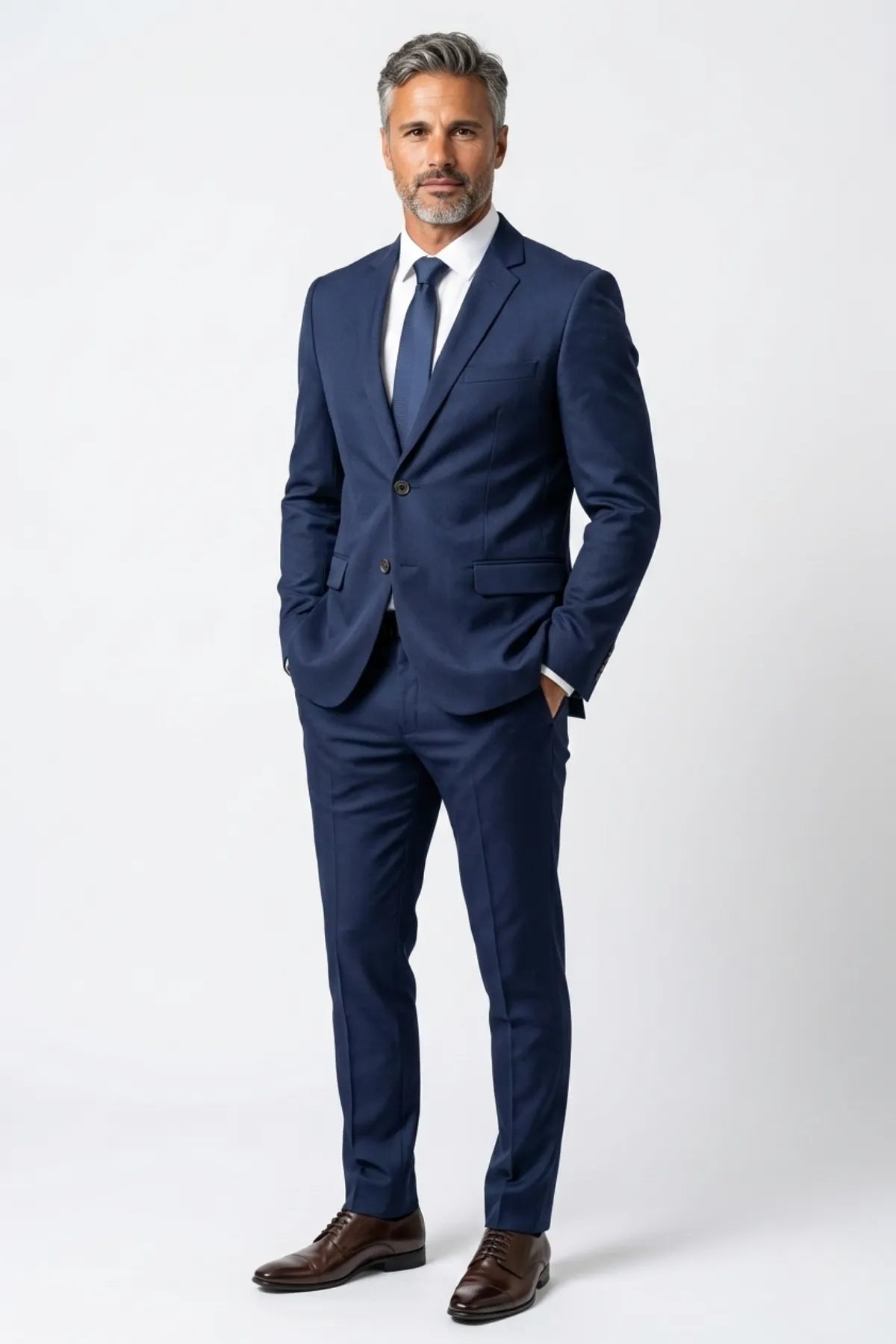 Terno Masculino Poliéster Slim Azul Marinho