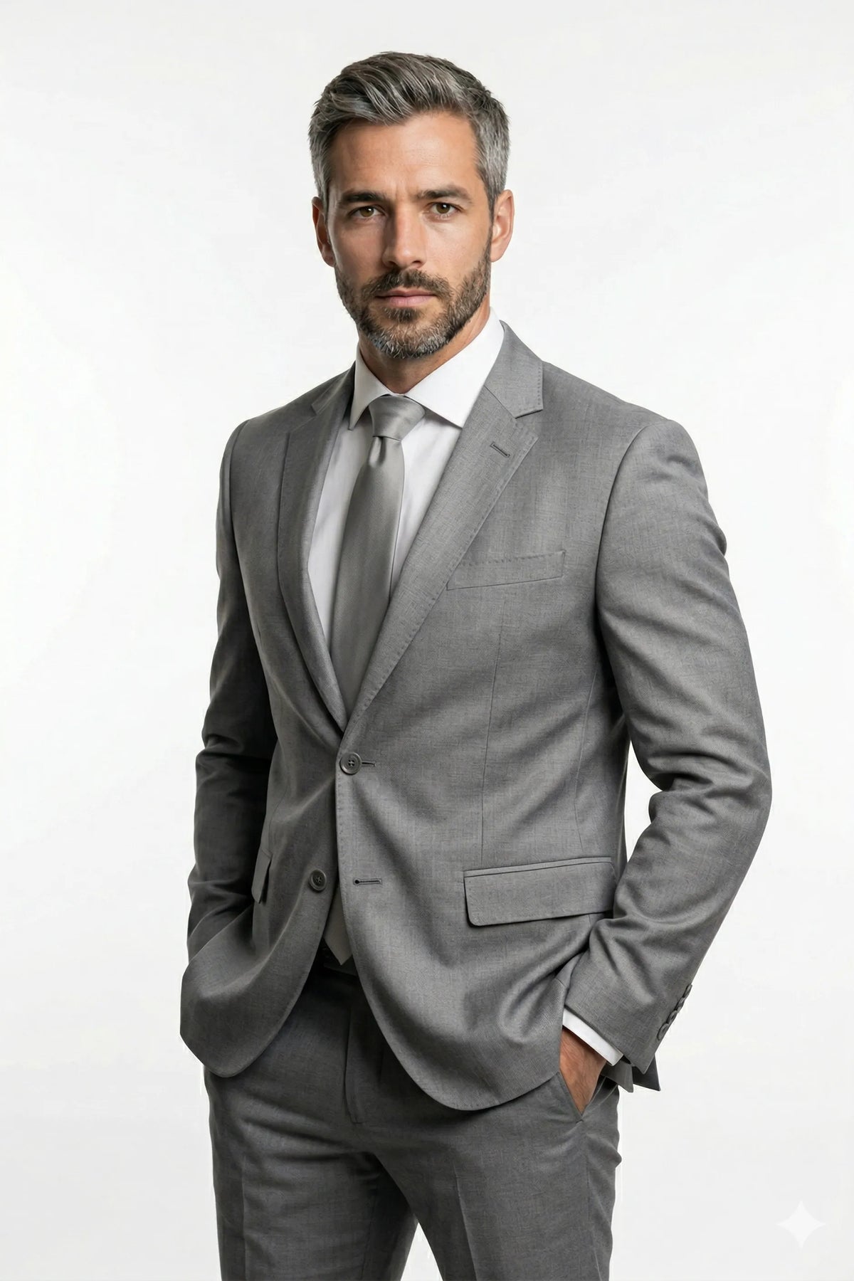 Terno Masculino Poliviscose Semi Slim Cinza Platina