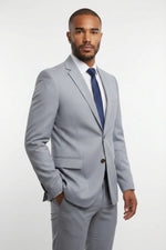 Terno Masculino Poliéster Semi Slim Cinza Claro