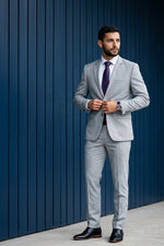 Terno Masculino Melange Semi Slim Cinza Claro