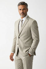 Terno Masculino Poliéster Semi Slim Areia Mesclado