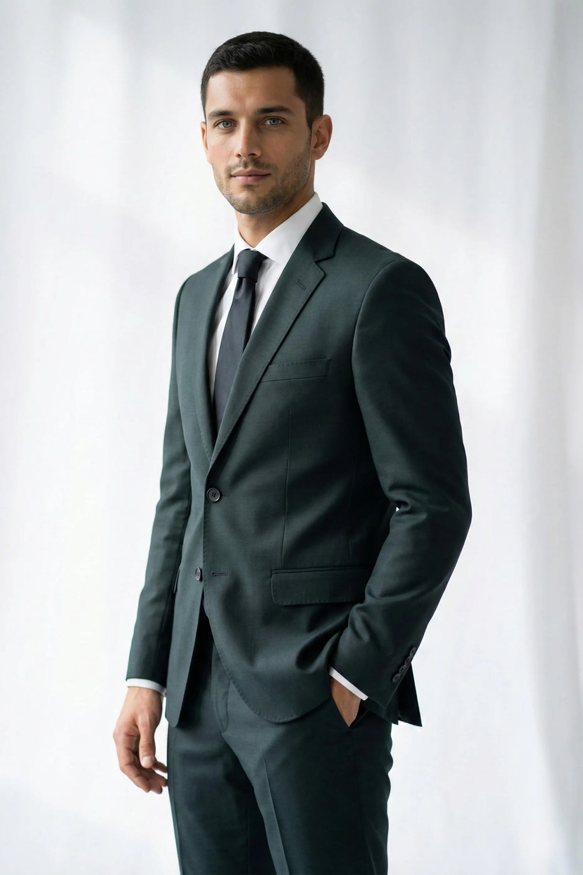 Terno Masculino Poliviscose Semi Slim Verde Militar