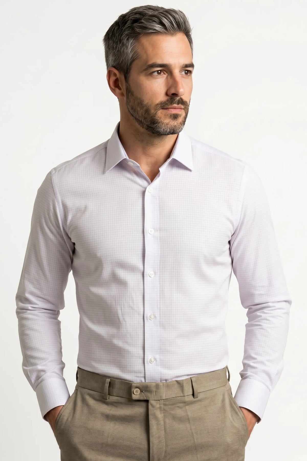 Camisa Social Fibra de Bambu Slim Quadriculada