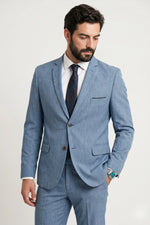 Terno Masculino Melange Semi Slim Azul Claro