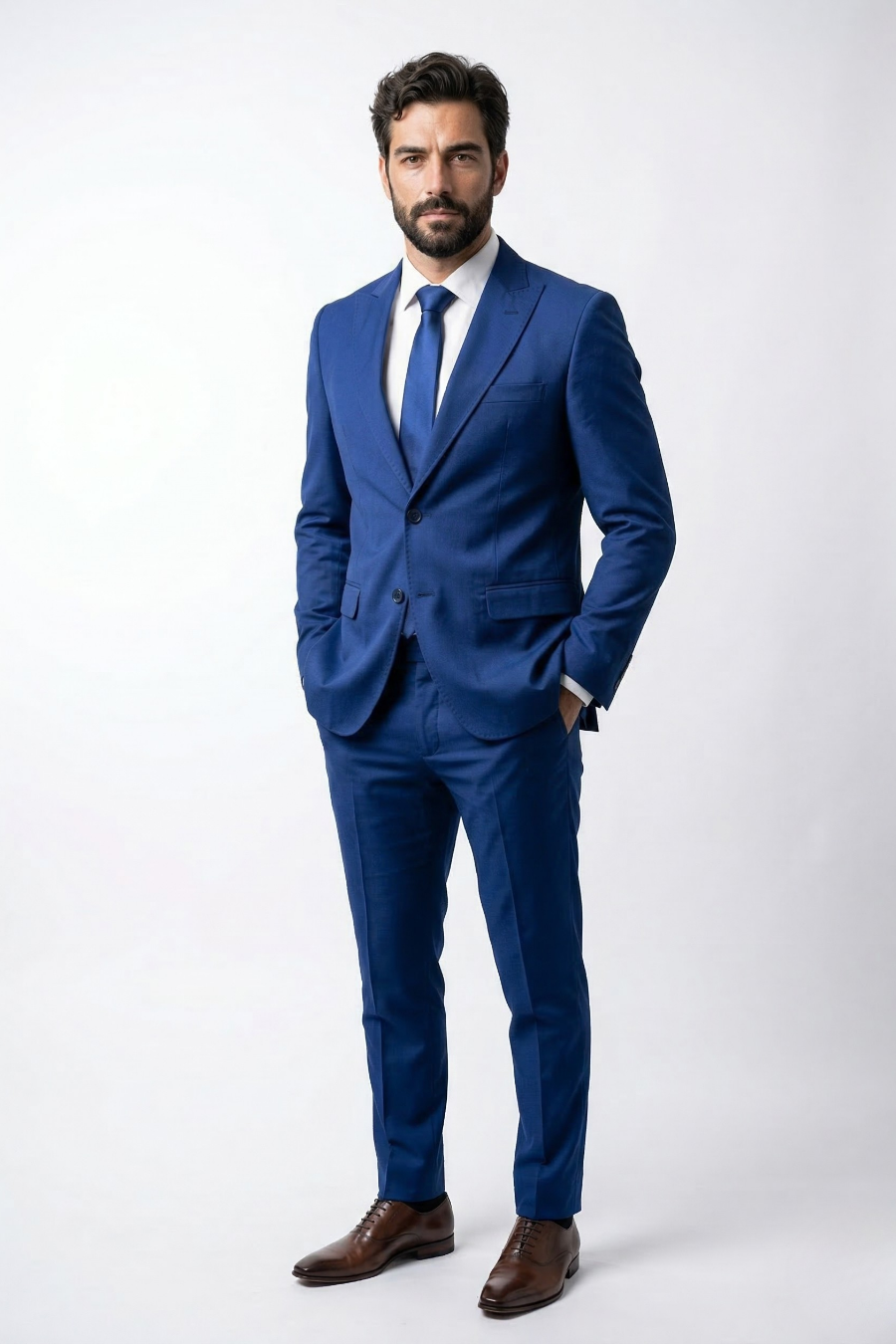 Terno Masculino Poliviscose Semi Slim Azul Bic