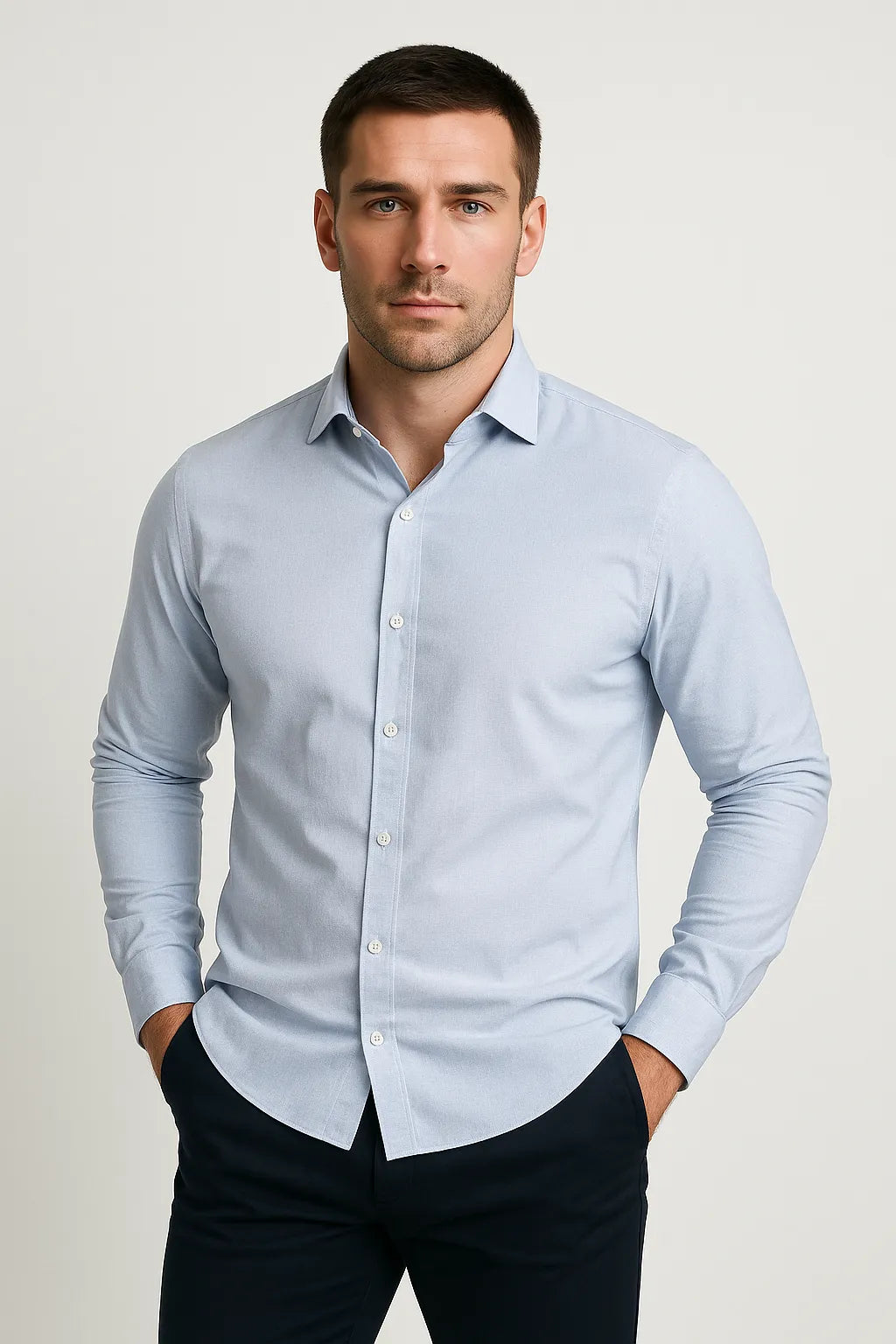 Camisa Social Slim Fit em Algodão Pima Fio 80