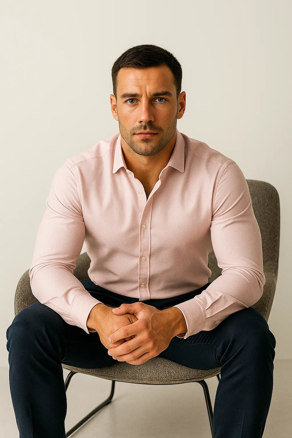 Camisa Social Slim Fit em Algodão Pima Fio 80