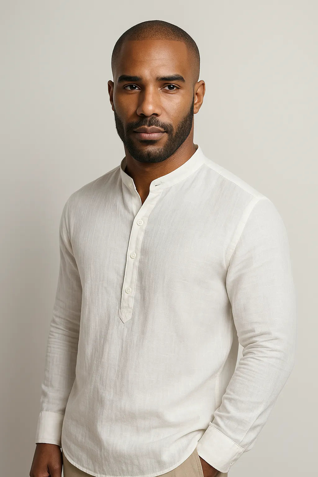 Camisa Bata Slim em Algodão Flamê Leve com Gola Padre