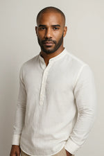 Camisa Bata Slim em Algodão Flamê Leve com Gola Padre