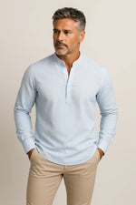 Camisa Bata Slim em Algodão Flamê Leve com Gola Padre