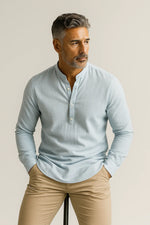 Camisa Bata Slim em Algodão Flamê Leve com Gola Padre