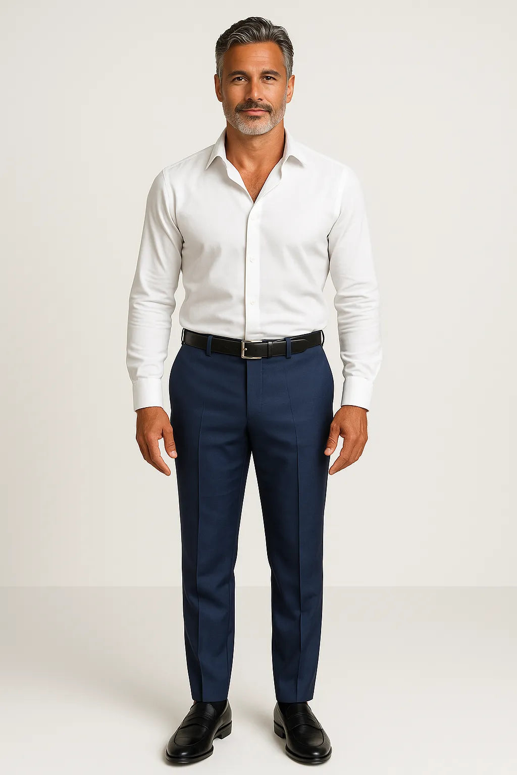 Calça Social Masculina Azul marinho em Poliéster Premium