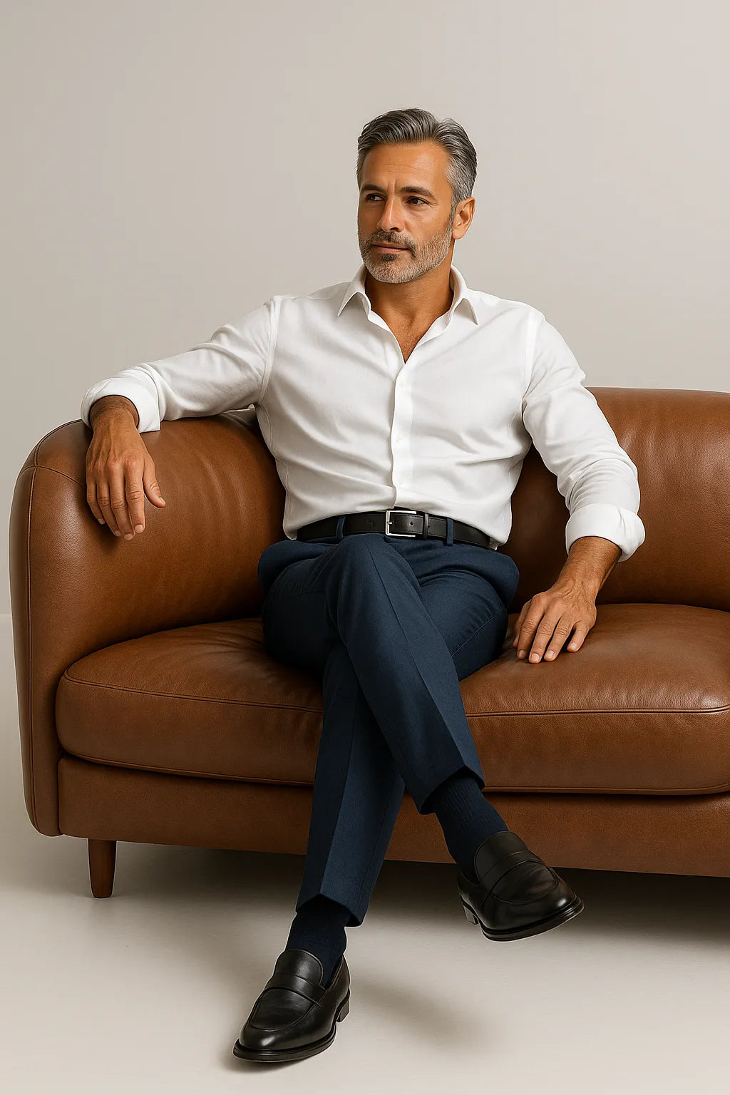 Calça Social Masculina Azul marinho em Poliéster Premium