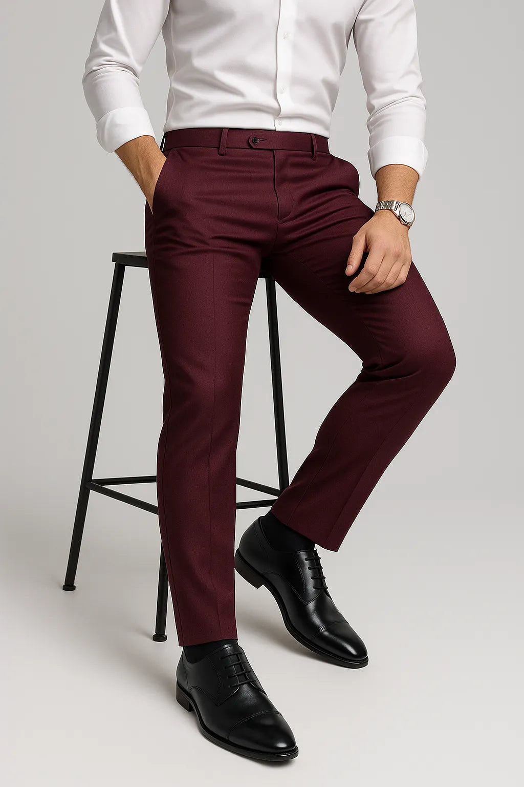 Calça Social Slim Masculina em Poliéster com Elastano