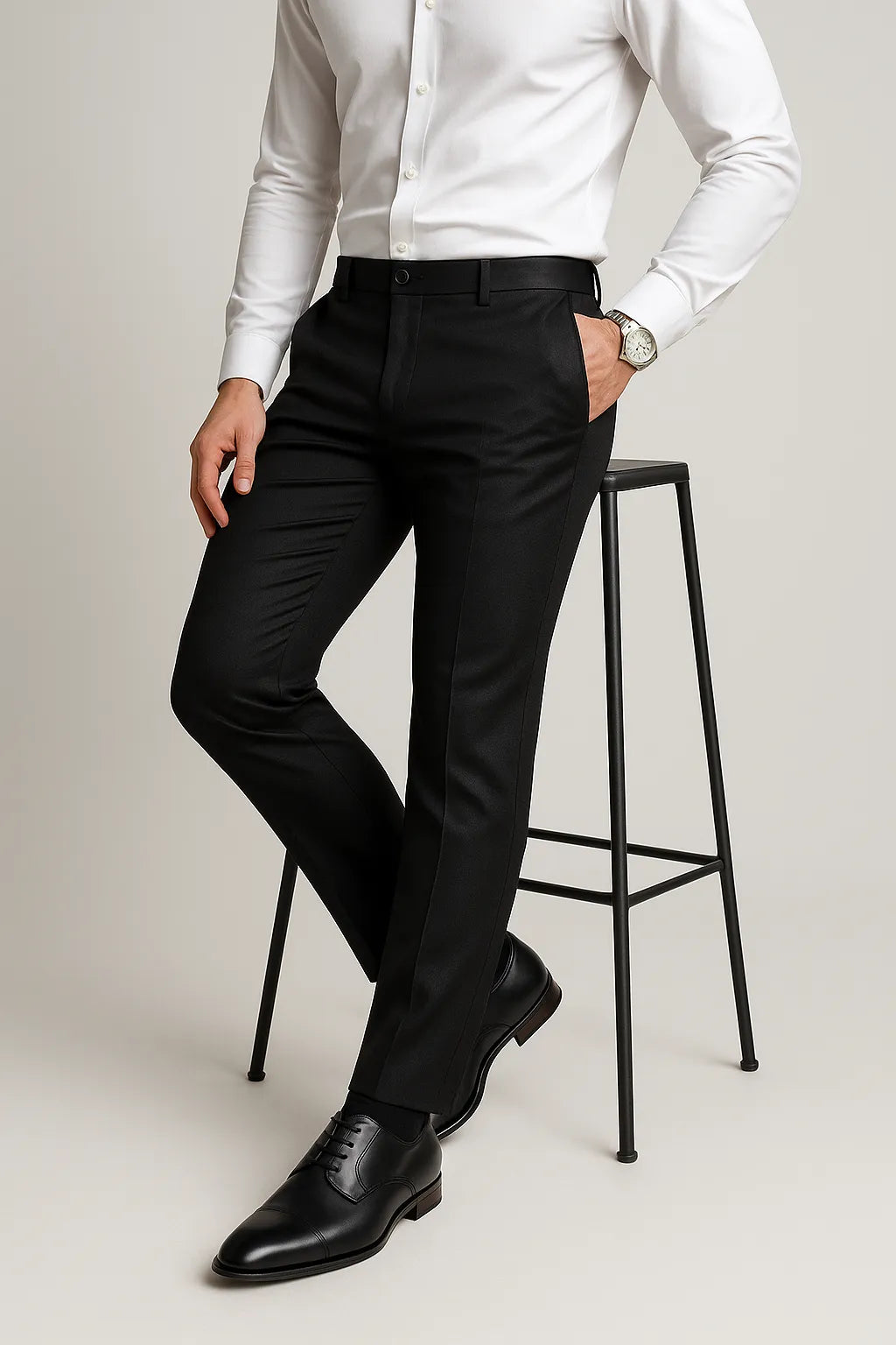 Calça Social Slim Masculina em Poliéster com Elastano