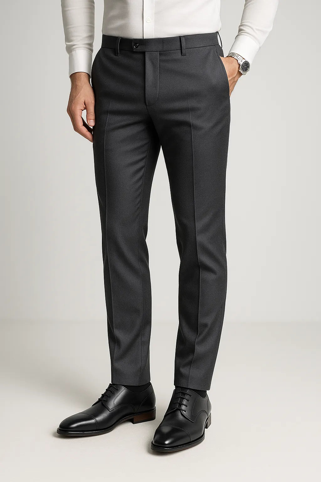 Calça Social Slim Masculina em Poliéster com Elastano