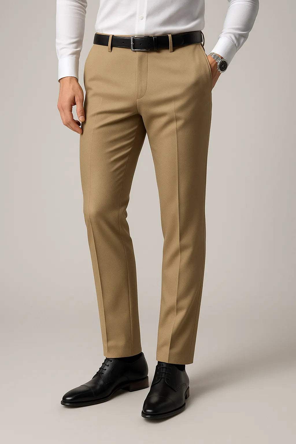 Calça Social Slim Masculina em Poliéster com Elastano