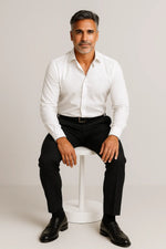 Calça Social Masculina Preta em Poliéster Premium