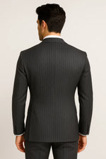 Terno Slim Masculino Preto Risca de Giz em Poliviscose