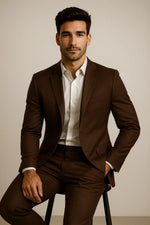 Terno Slim Masculino Marrom Café em Poliviscose