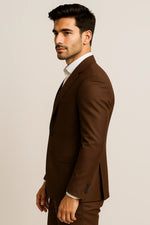 Terno Slim Masculino Marrom Café em Poliviscose