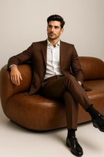 Terno Slim Masculino Marrom Café em Poliviscose