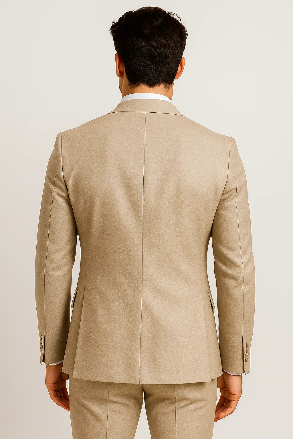 Terno Slim Masculino Bege Mesclado em Poliviscose