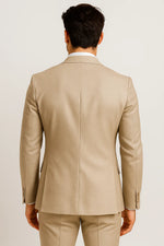 Terno Slim Masculino Bege Mesclado em Poliviscose