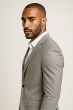 Terno Slim Masculino Cinza Mesclado em Poliviscose