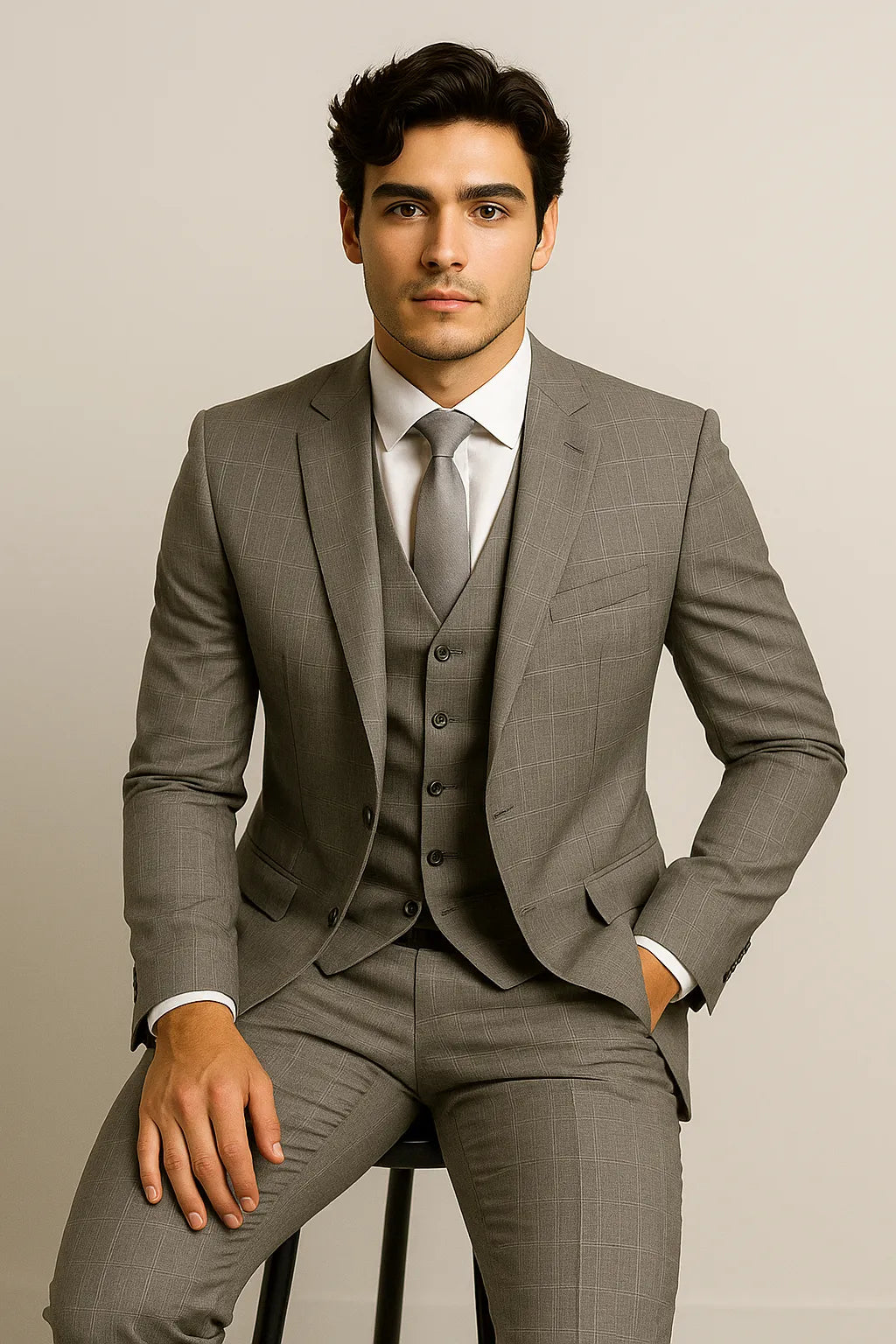 Terno Masculino Príncipe de Gales em Poliviscose Premium – 3 Peças