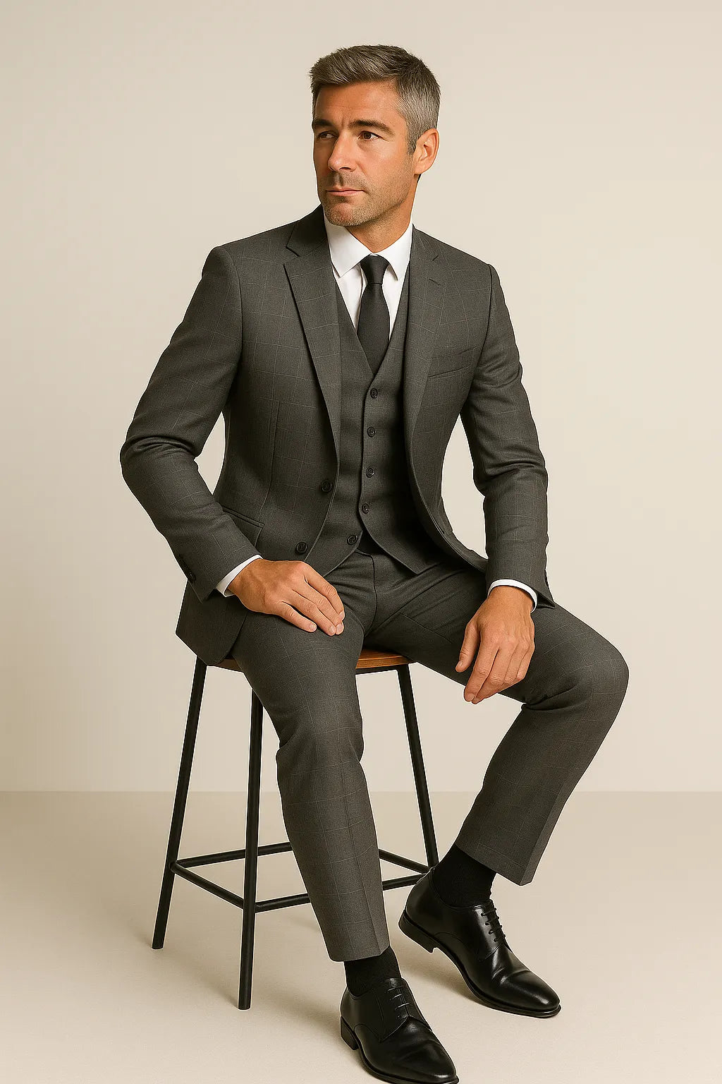 Terno Masculino Príncipe de Gales em Poliviscose Premium – 3 Peças