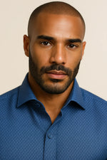 Camisa Social Slim Premium Azul Royal Acetinado