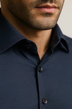 Camisa Social Slim Premium Azul Marinho com Elastano