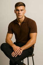 Camisa Polo Slim em Algodão Premium com Gola V