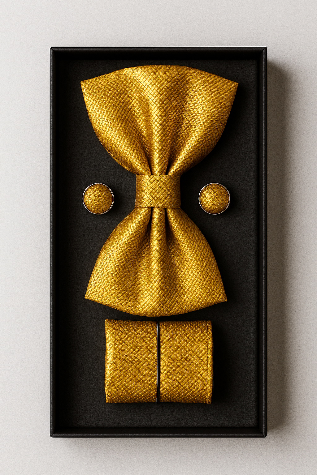 Kit Gravata Borboleta com Abotoadura e Lenço Premium