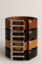 Cinto Social Masculino em Couro Legítimo com Fivela Ônix Escovada