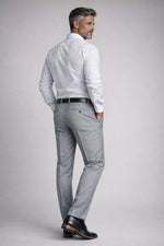 Calça Social Masculina Cinza em Poliéster Premium