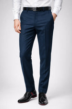 Calça Social Masculina Azul Marinho em Poliéster Premium