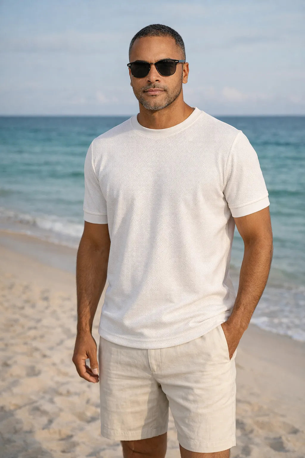 Camiseta Masculina Estruturada em Algodão com Textura Premium